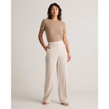 QUINCE Stretch Crepe Classic Trouser Pants Sand Cream Sz 6 {3X33}