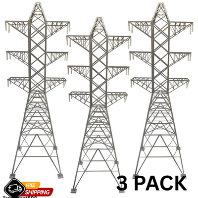 #ad O Scale High Voltage Electrical Power Tension Towers Trains Accessory 3 PACK $48.88