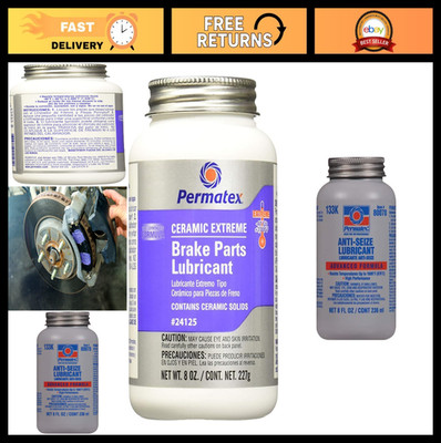 Ceramic Brake Parts Lubricant & Anti-Seize Lubricant with Brush Top, 8 oz Each