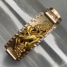 Antique engraved silver Bracelet . Bangle . Gold Plat Sterling Silver bangle .