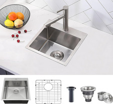 15X15 Inch Drop in Bar Sink, Small Kitchen Sinks,18 Gauge Stainless Steel, Top M
