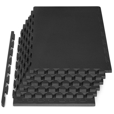 Exercise Puzzle Mat 1 inch EVA Foam Interlocking Tiles Black ProsourceFit