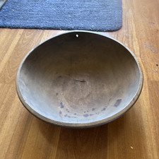 Large Round Wooden Bowl Brown Wood Grain Pattern Natural Theme
