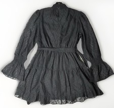 NRG EXPRESS Black Chiffon Ruffle Bell Sleeve Mini Dress M LD43879