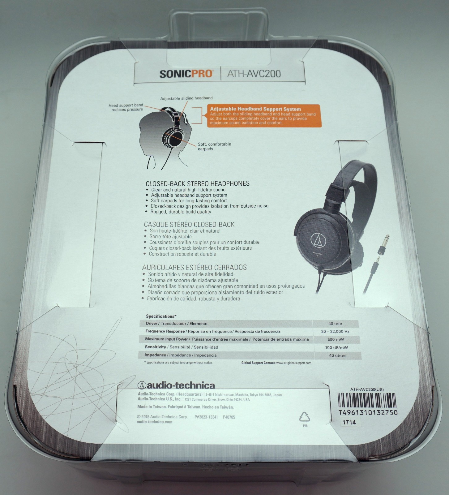 NOS Audio-Technica ATH-AVC200 SonicPro Over-Ear Headphones