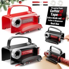 2-Pack Wrapping Paper Cutter with Wheels  Tape Dispenser - Gift Wrap Tool Ki...
