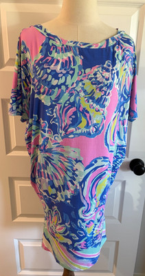 Lilly Pulitzer T-Shirt Dress Women's Size S Dolman Tunic Small Sea Jewels