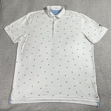 Johnnie O Polo Shirt Mens XL All Over Print Performance Stretch Golf Geometric