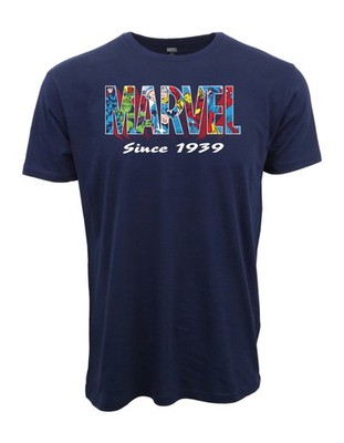 MARVEL FULL OF COMICS LOGO GRAPHIC T SHIRT NAVY