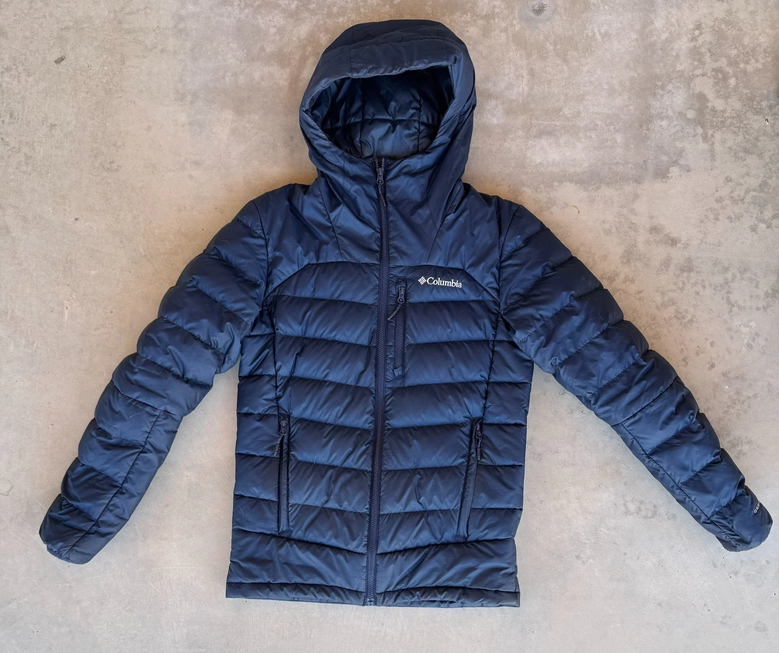 COLUMBIA Omni-Heat Autumn Park Down Hooded Winter Jacket/Coat Collegiate Navy S