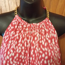 Michael Kors Halter Dress Orange Print Straight Shift  sz Small