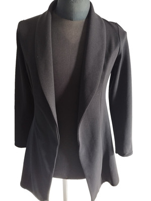 FAS Damen Blazer Schwarz Gr. 40 Elegant Langarm Jacke Paris Mode #