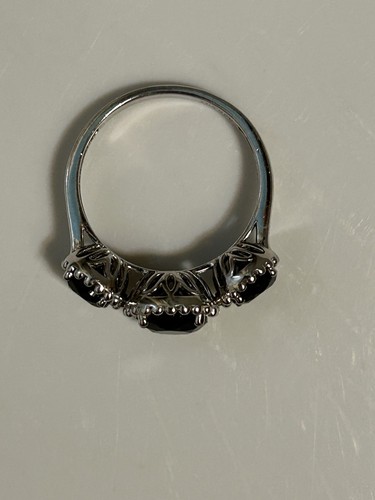 SD Sterling Silver Ring 10 Black Faceted Spinel 3 Stones JAI Style - Picture 10 of 14