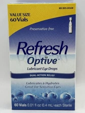 Refresh Plus Lubricant Eye Drops Preservative-Free Tears 70 Count Exp 4/2026