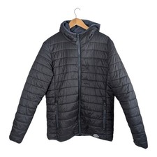 Dickies Parka Jacket Mens Large 44' Black Padded Winter Hood Coat Work, Vgc 🚀