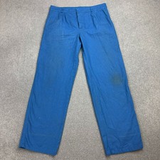 VINTAGE French Trousers Adult 34x30 Blue Work Wear Chore Utility Distressed Mens