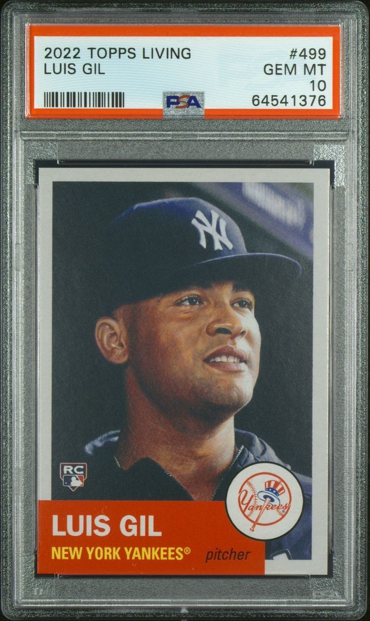 2022 Topps Living Set # 499 LUIS GIL Rookie New York Yankees GEM MINT PSA 10