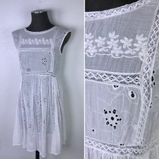 White Lace CHELSEA & VIOLET Floaty Tea DRESS Medium cottage coquette sleeveless