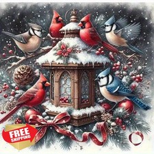 AREOPNMG Cardinal Diamond Painting Kit 14x14 Inch Adult Beginner Art