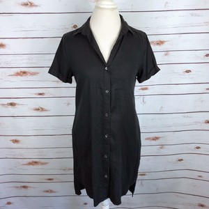 black linen button down dress