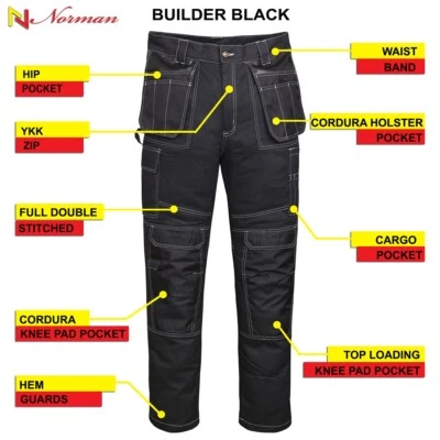 Hombre de Trabajo Pantalones Cargo Militar Rodillera Bolsillos Cordura Norman - Imagen 1 de 3