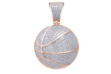2.5 Ct Round Cut Natural Diamond Half Basketball Pendant In 10k Rose Gold