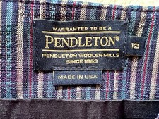 Pendleton Plaid Purple Skirt 100 Virgin Wool Size 12 Fully Lined Made USA