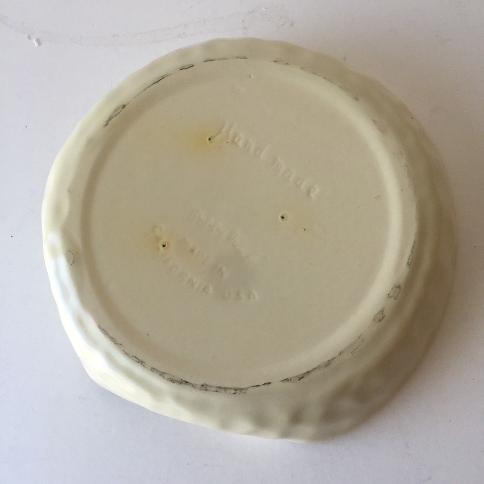 Poppy Trail Hand Made in California USA Yellow White Branch Tray Art Pottery