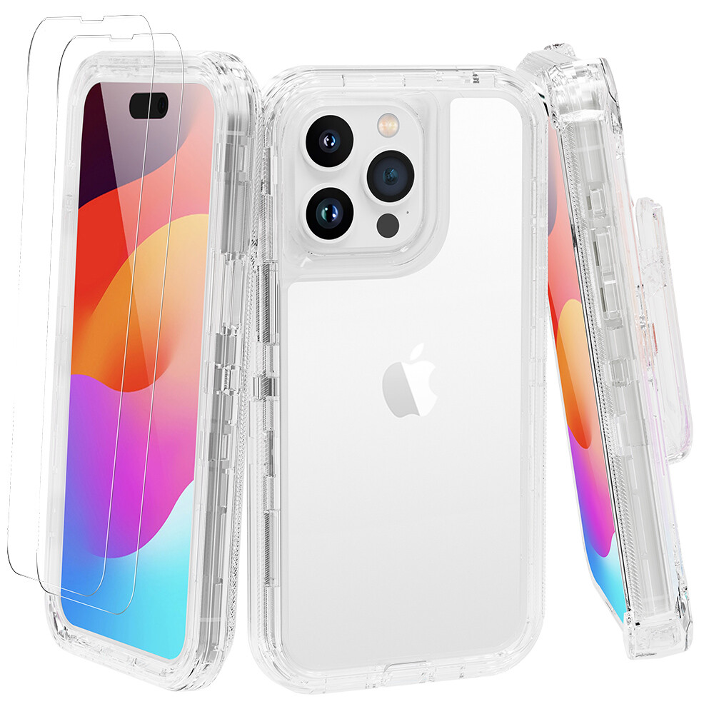 Clear Case Shockproof Cover for iPhone 15 14 Pro Max 13 12 11 /Belt Clip Holster