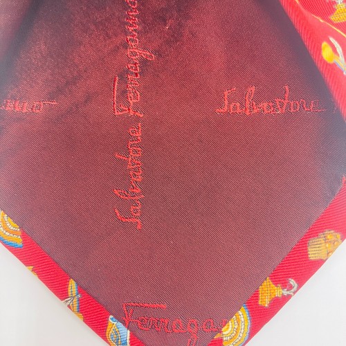 Salvatore Ferragamo Red Headwear/Flower Silk Tie Made In Italy - Picture 6 of 11