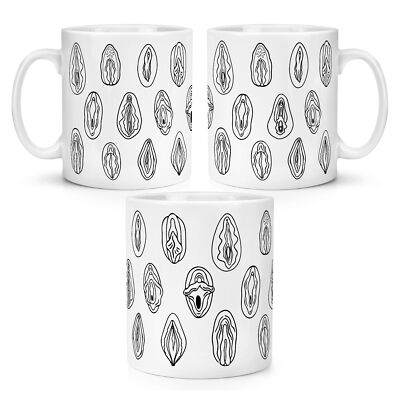 Gift Base Cartoon Vulva Muster 10oz Kaffeebecher Tasse Weiß Keramik