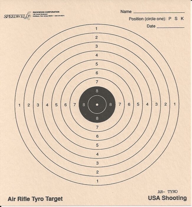 TYRO 10 Meter Air Rifle Target USA 6-1 1-1 7.