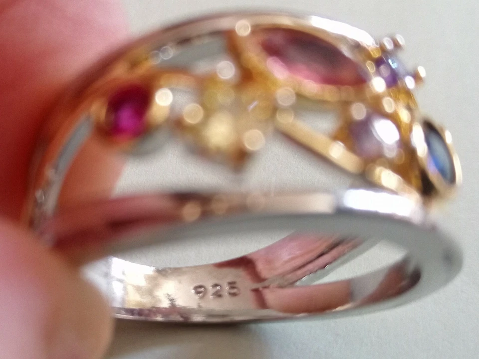 Anello Argento 925, Pietre Ametrino e Zircone, Misura 14 con annessa custodia - Immagine 2 di 2