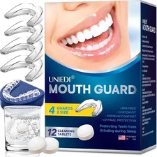 Anti Grinding Mouth Guard - Night Guard for Teeth Clenching with 12 Clean Tabs
