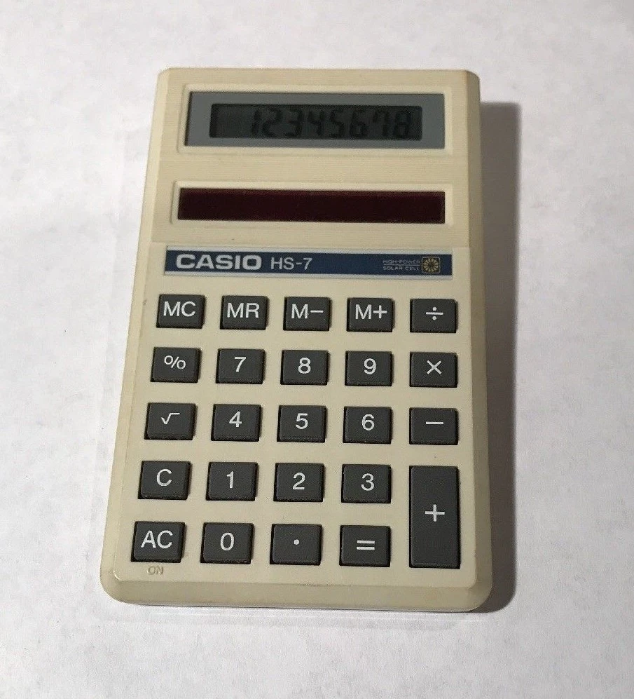 Casio HS 7 Solar Powered Calculator 8 Digit Vintage eBay