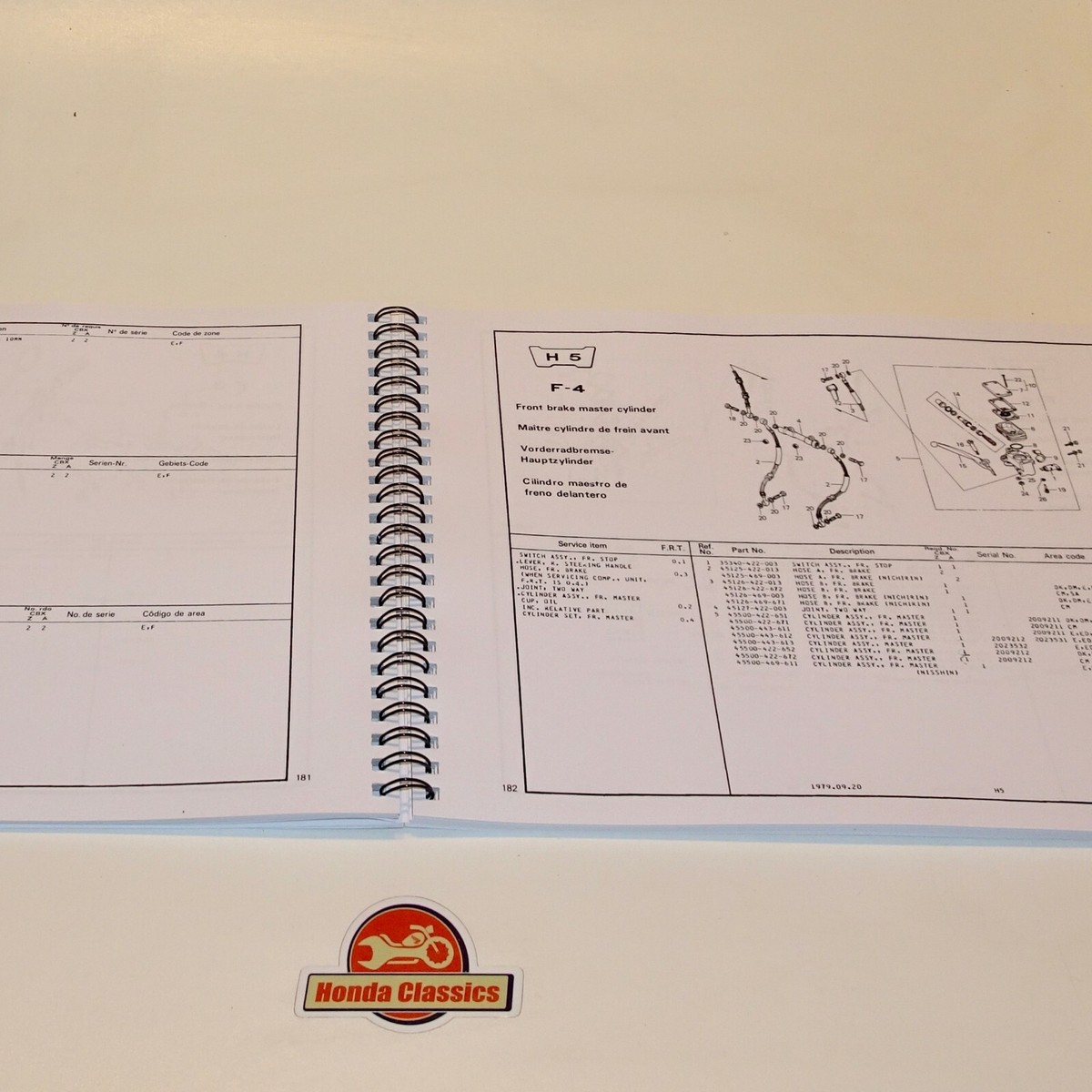 Honda CBX 1000 Six Factory Parts List Manual Book, Reproduction