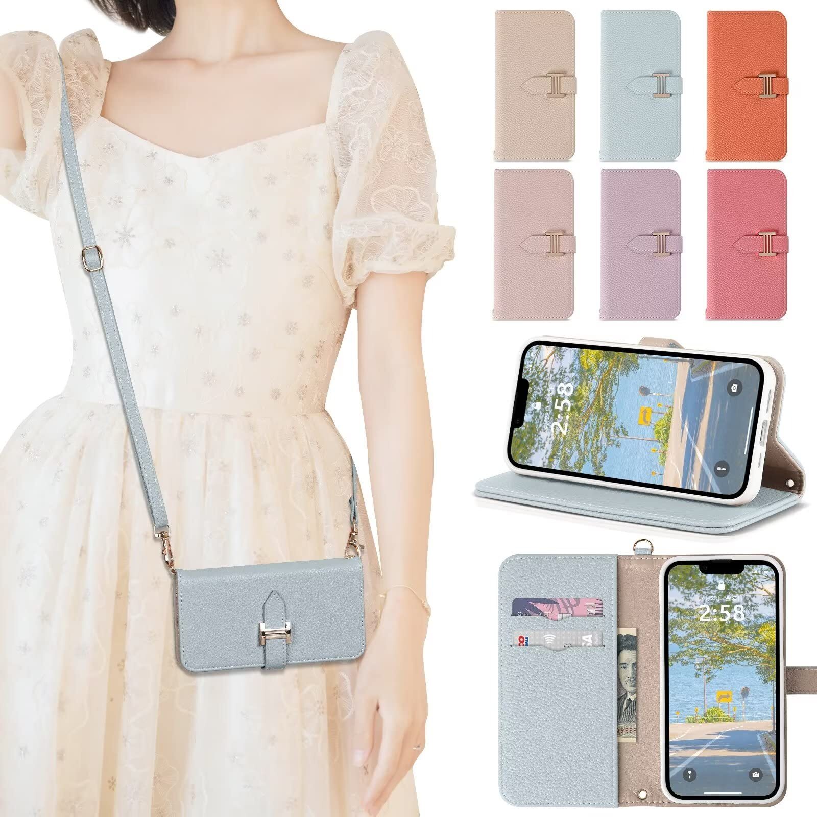 Englaph for iphone 15 case notebook type shoulder iPhone 15 smartphone stra 372-image