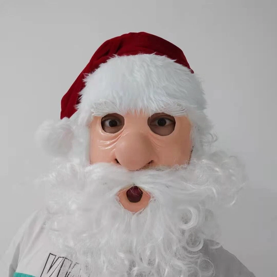 Christmas Santa Claus Face Mask Masquerade Latex Halloween Cosplay Costumes - Image 2 of 4