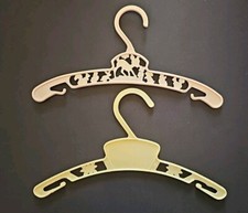 2 Vintage 1960s Infant Doll Clothes Hangers Pink Deer Bunnies Yellow Floral USA