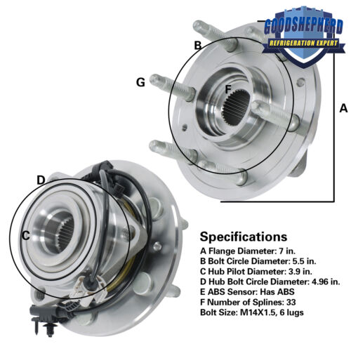 Front Wheel Bearing Hub Assembly For Chevy Avalanche & Silverado 1500 4WD/AWD - Picture 2 of 14