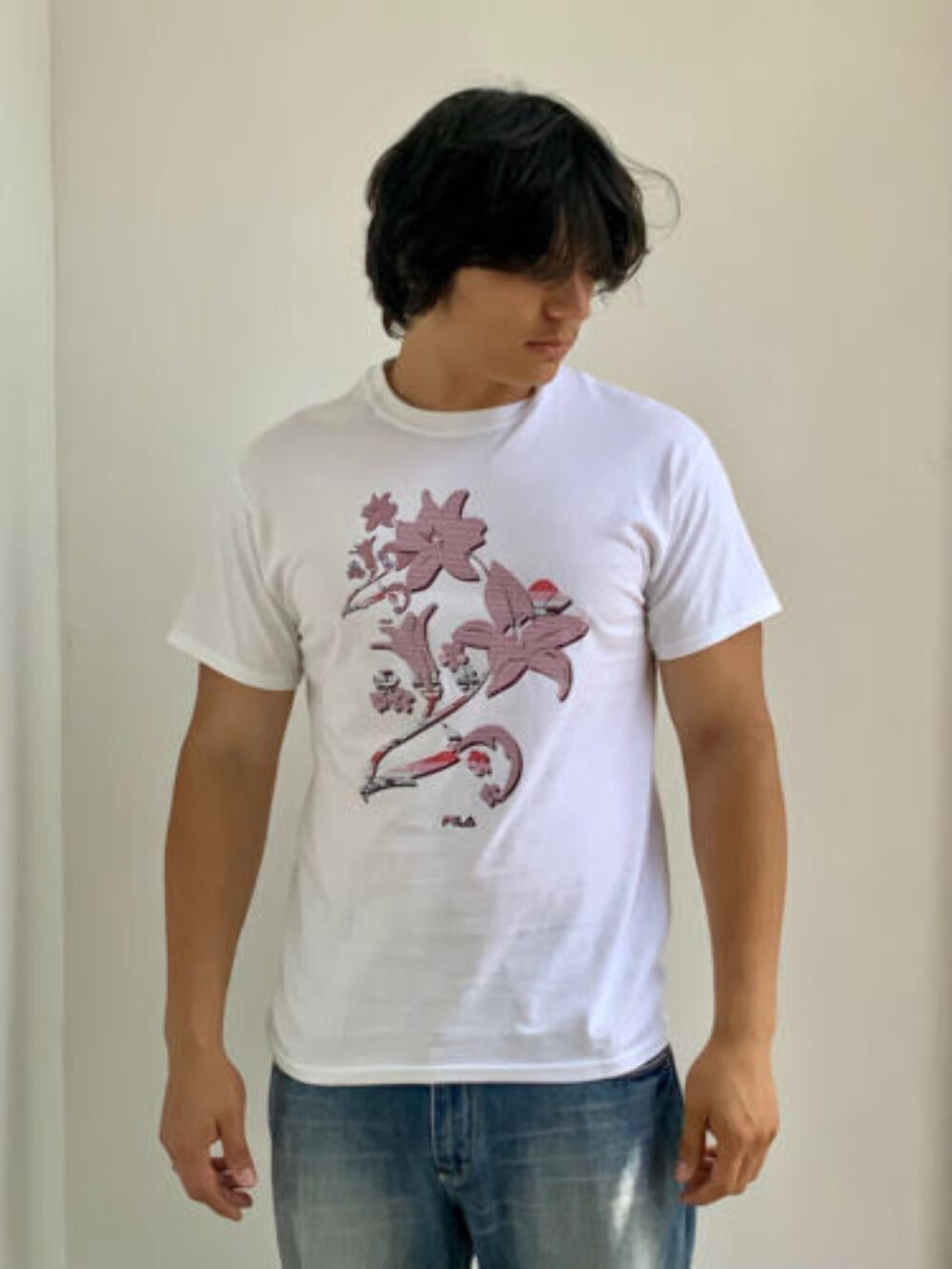 T shirt uomo Fila bianca rosa nera manica corta nuova con etichetta