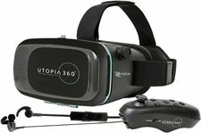 NEW ReTrak Utopia 360 Degree 3D VR Headset Bundle Bluetooth Earbuds & Controller