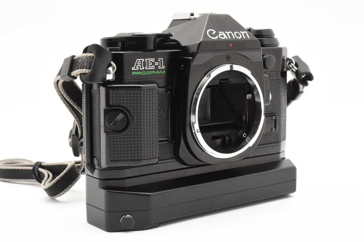 【美品】Canon AE-1 PROGRAM POWER WINDER A2 Near Mint] Canon AE-1 Program Black 35mm Power Winder A2