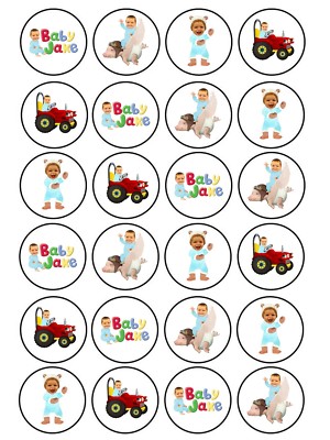 24 Essbare Glasur Reispapier Baby Jake Geburtstag CupCake Kuchen Party Topper