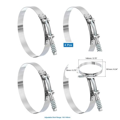 T-Bolzen Schlauchschelle 4 Stück 140-148 mm Federzug Ansaug Ladeluftkühler Schlauch Sta Stahl