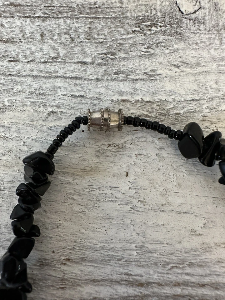 Collar Borla Ónix Negro Vintage Cierre Barril Elegante MCM Foto 2 de 4