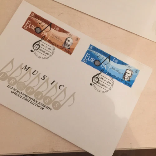 ISLE OF MAN IOM FDC FIRST DAY COVER 1985 MUSIC  EUROPA 85 Unaddressed Scan 1