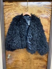 Wome Nwt "prettylittlething" Blk Shaggy Faux Fur Coat. Size 8