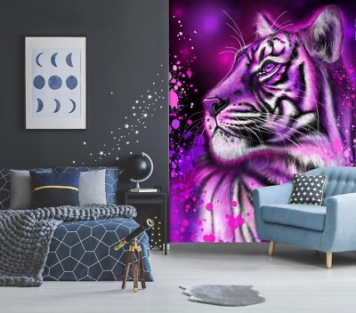3D Lila Tiger C1545 Tapete Wandbild Fototapete Sheena Pike Amy