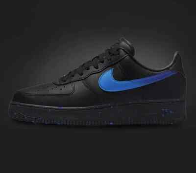 Nike Air Force 1 Custom Black Shoes Gradient Blue Splatter Mens Womens Kids